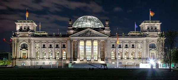The Reichstag Building at night